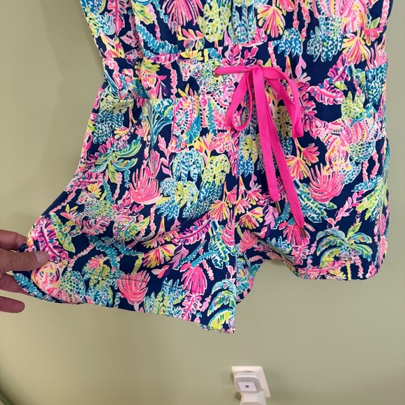 Lilly Pulitzer Jorgie floral Terry cloth romper jumpsuit oyster bay navy - Picture 5 of 11